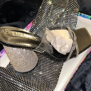 Cape Robbin Black Heels with Silver Rhinestones
